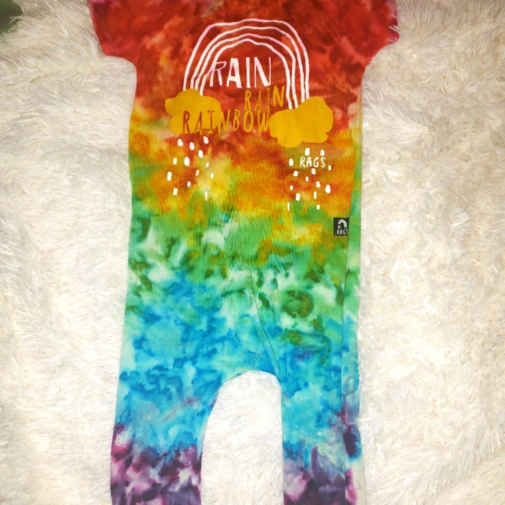 18/24m Rags to Raches Custom Rainbow TieDye Romper